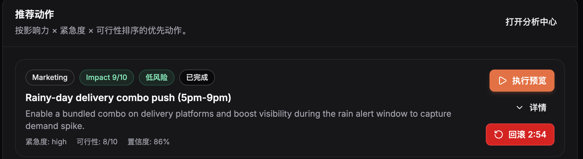 Post-execution rollback screenshot